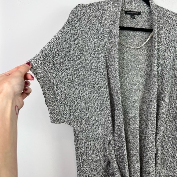 Banana Republic Factory Heather Gray Short Sleeve Cardigan with Tie Bat Sleeve - Picture 3 of 7